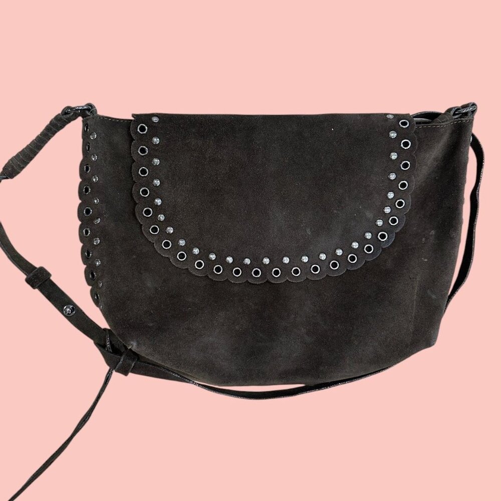 Timeless Vanessa Bruno Suede Satchel Bag with Eyelet Details Boho Chic 2010 Coac